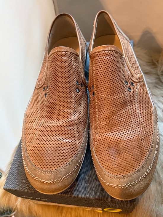 High End Bacco Bucci Men\'s Perforated Casual Slip-On Loafers - Tan Sz 13D main image 6
